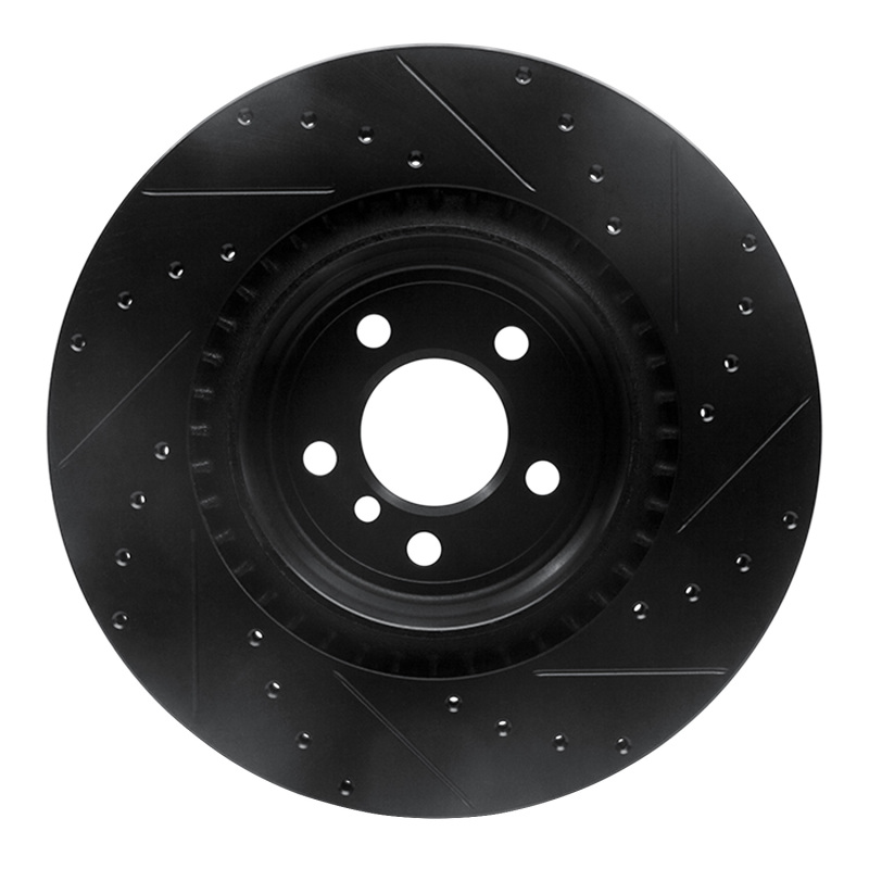 BMW 750LI Brake Rotor (1) - Rear Left - R1 Concepts - Drilled & Slotted - Black - `09-`19